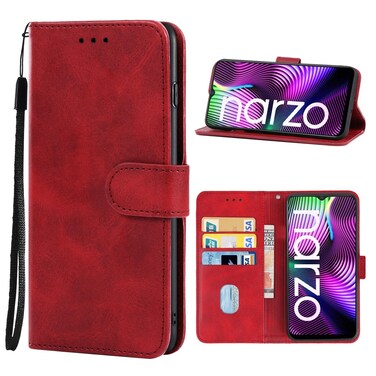 Case Cover For OPPO Realme Narzo 20 Leather Phone Case(Red)