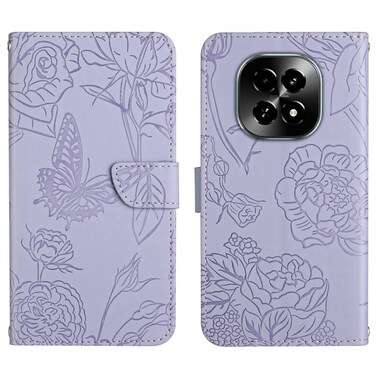 Case Cover For Realme C63 5G HT03 Skin Feel Butterfly Embossed Flip Leather Phone Case(Purple)