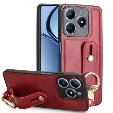 Case Cover For Realme Narzo N63 4G Wristband Leather Back Phone Case(Red)