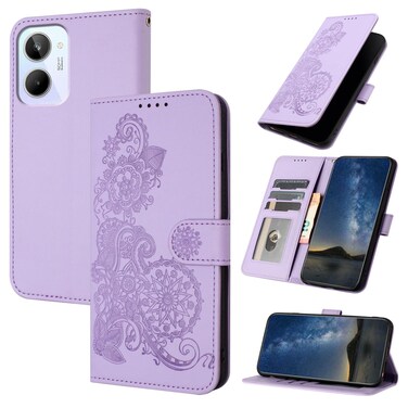 Case Cover For Realme 10 4G Datura Flower Embossed Flip Leather Phone Case(Purple)