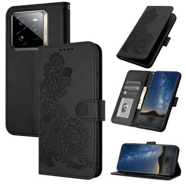 Case Cover For Realme GT7 Pro Datura Flower Embossed Flip Leather Phone Case(Black)
