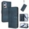 Case Cover For Realme GT Neo 3T Line Splicing Buckle Retro Leather Phone Case(Dark Blue)