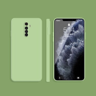 Case Cover For OPPO Realme X2 Pro  / Reno Ace Solid Color Imitation Liquid Silicone Straight Edge Dropproof Full Coverage Protective Case(Matcha Green)