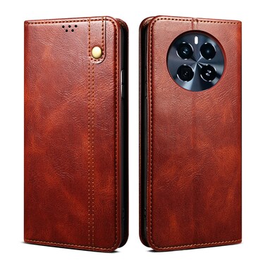 Case Cover For Realme GT5 Pro Oil Wax Crazy Horse Texture Leather Phone Case(Brown)