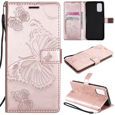 Case Cover For OPPO Realme 7 Pro 3D Butterflies Embossing Pattern Horizontal Flip Leather Case with Holder &amp; Card Slot &amp; Wallet(Rose Gold)