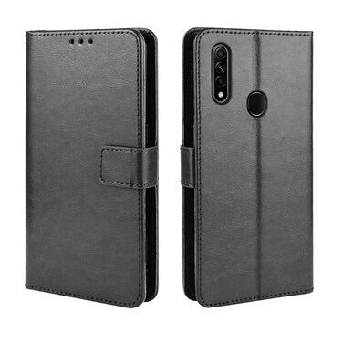 Case Cover For Oppo A8 Retro Crazy Horse Texture Horizontal Flip Leather Case with Holder &amp; Card Slots &amp; Photo Frame(Black)