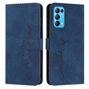 Case Cover For OPPO Reno5 5G/Find X3 Lite Skin Feel Heart Pattern Leather Phone Case(Blue)