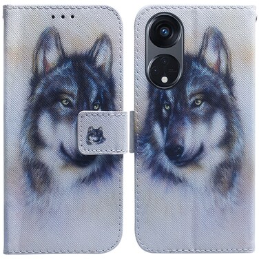 Case Cover For OPPO Reno8 T 5G / A1 Pro 5G Coloured Drawing Flip Leather Phone Case(White Wolf)