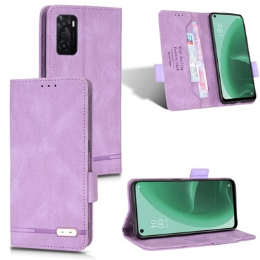 Case Cover For OPPO A15 Magnetic Clasp Flip Leather Phone Case(Purple)