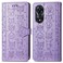Case Cover For OPPO A58 4G Cat and Dog Embossed Leather Phone Case(Purple)