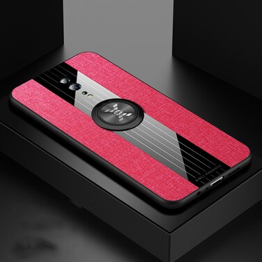 Case Cover For OPPO Reno Z XINLI Stitching Cloth Textue Shockproof TPU Protective Case with Ring Holder(Red)