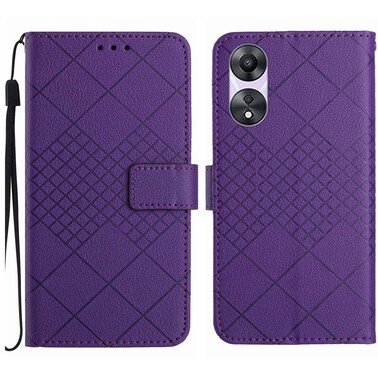 Case Cover For OPPO A58 4G Rhombic Grid Texture Leather Phone Case(Purple)