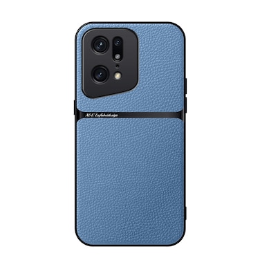 Case Cover For OPPO Find X5 Pro Litchi Leather Magnetic Full Coverage Shockproof Phone Case(Blue)
