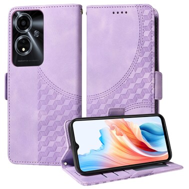 Case Cover For OPPO A59 5G Embossed Rhombus Starry Leather Phone Case(Purple)