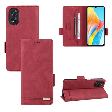 Case Cover For OPPO A38 / A18 Magnetic Clasp Leather Phone Case(Red)