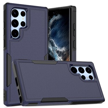 Case Cover For Samsung Galaxy S22 Ultra 5G 2 in 1 PC + TPU Phone Case(Dark Blue)