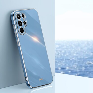 Case Cover For Samsung Galaxy S22 Ultra 5G XINLI Straight Edge 6D Electroplate TPU Phone Case(Celestial Blue)