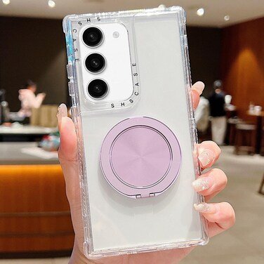 Case Cover For Samsung Galaxy S22 5G Dreamland Transparent MagSafe Holder Phone Case(Light Purple)