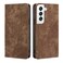 Case Cover For Samsung Galaxy S22 5G RFID Anti-theft Brush Magnetic Leather Phone Case(Brown)