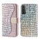 Case Cover For Samsung Galaxy S23+ 5G Laser Glitter Powder Crocodile Texture Leather Phone Case(Silver)