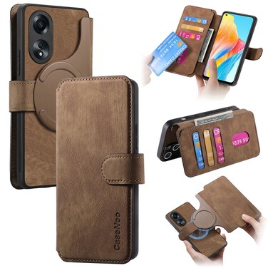 Case Cover For OPPO A78 4G CaseNeo MagSafe RFID Anti-theft Retro Leather Phone Case(Brown)