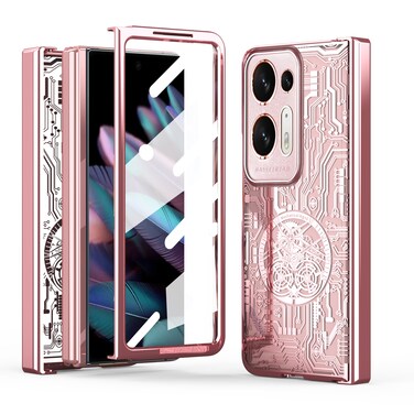 Case Cover For OPPO Find N2 Mechanical Legend Integrated Electroplating All-inclusive Phone Case(Rose Gold)