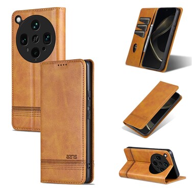Case Cover For OPPO Find X8 Ultra AZNS Magnetic Calf Texture Flip Leather Phone Case(Light Brown)