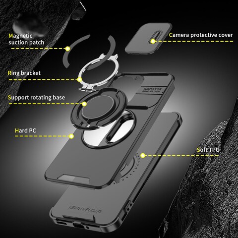 Case Cover For OPPO Reno13 5G Global Sliding Camshield Ring Holder Phone Case(Orange)