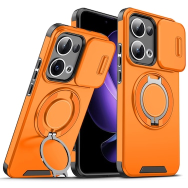 Case Cover For OPPO Reno13 5G Global Sliding Camshield Ring Holder Phone Case(Orange)