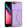 Case Cover For iPhone 8 Plus / 7 Plus Rhombic Texture Card Bag RFID Phone Case with Long Lanyard(Light Purple)