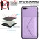 Case Cover For iPhone 8 Plus / 7 Plus Rhombic Texture Card Bag RFID Phone Case with Long Lanyard(Light Purple)