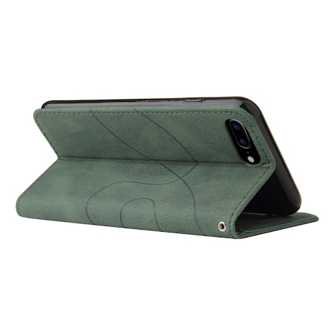 Case Cover Dual-color Splicing Horizontal Flip PU Leather Case with Holder &amp; Card Slots &amp; Wallet For iPhone 8 Plus / 7 Plus(Green)