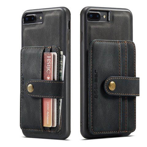 Case Cover JEEHOOD RFID Blocking Anti-Theft Wallet Phone Case For iPhone 7 Plus / 8 Plus(Black)