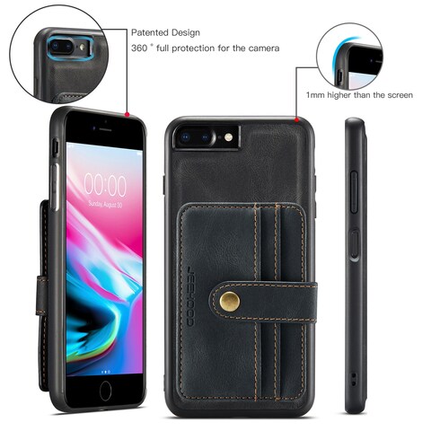 Case Cover JEEHOOD RFID Blocking Anti-Theft Wallet Phone Case For iPhone 7 Plus / 8 Plus(Black)