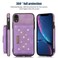 Case Cover For iPhone XR Three-fold RFID Leather Phone Case with Lanyard(Purple)
