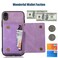 Case Cover For iPhone XR Three-fold RFID Leather Phone Case with Lanyard(Purple)
