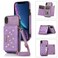 Case Cover For iPhone XR Three-fold RFID Leather Phone Case with Lanyard(Purple)