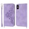 Case Cover For iPhone XS Max Skin-feel Flowers Embossed Wallet Leather Phone Case(Purple)