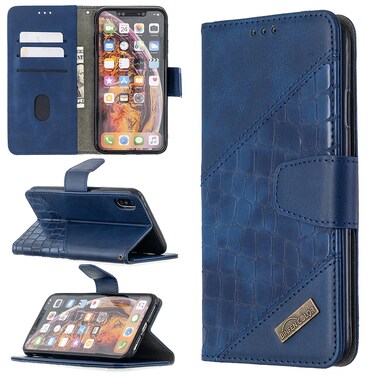 Case Cover For iPhone XS Max Matching Color Crocodile Texture Horizontal Flip PU Leather Case with Wallet &amp; Holder &amp; Card Slots(Blue)