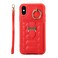 Case Cover For iPhone XS Vertical Card Bag Ring Holder Phone Case with Dual Lanyard(Red)