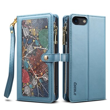 Case Cover For iPhone 6s / 6 ESEBLE Star Series Lanyard Zipper Wallet RFID Leather Case(Blue)