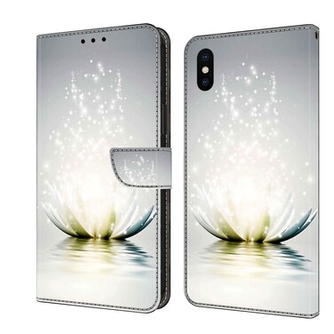 Case Cover For iPhone X / XS Crystal 3D Shockproof Protective Leather Phone Case(Light Lotus)