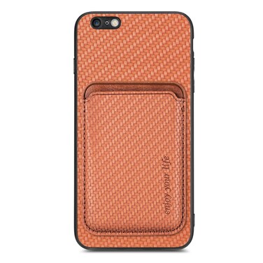 Case Cover For iPhone 6 Plus / 6S Plus Carbon Fiber Leather Card Magsafe Magnetic Phone Case(Brown)