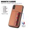 Case Cover For iPhone X / XS Carbon Fiber Magnetic Card Bag Phone Case(Brown)