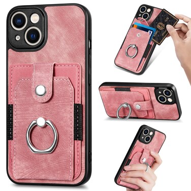 Case Cover For iPhone 7 Plus / 8 Plus Retro Skin-feel Ring Card Wallet Phone Case(Pink)