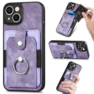 Case Cover For iPhone 7 Plus / 8 Plus Retro Skin-feel Ring Card Wallet Phone Case(Purple)