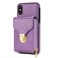 Case Cover For iPhone XS / X Zipper Hardware Card Wallet Phone Case(Purple)