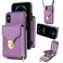 Case Cover For iPhone XS / X Zipper Hardware Card Wallet Phone Case(Purple)