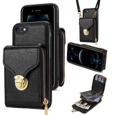 Case Cover For iPhone 6s / 6 Zipper Hardware Card Wallet Phone Case(Black)