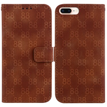 Case Cover For iPhone 8 Plus / 7 Plus Double 8-shaped Embossed Leather Phone Case(Brown)